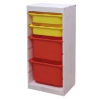 Стеллаж вертикальный 440х300х910 ТРУФАСТ БЕЛЫЙ сосна,контейнеры:желтый (2С)/оранжевый(2Б)