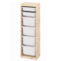 Стеллаж вертикальный 440х300х1420 ТРУФАСТ б/п сосна,контейнеры:белый (2С)/белый (4Б) 