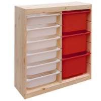 Стеллаж вертикал.двойной 870х300х910 ТРУФАСТ б/п сосна,контейнеры:красный (3Б)/белый (6С)