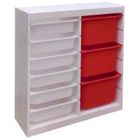 Стеллаж вертикальный двойной870х300х910 ТРУФАСТ БЕЛЫЙсосна,контейнеры:красн(3Б)/белый(6С)