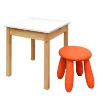 Детский комплект, стол 50х50 бесц.лак/белый + табурет (1), оранжевый Детский комплект, стол 50х50 бесц.лак/белый + табурет (1), оранжевый