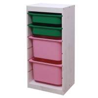 Стеллаж вертикальный 440х300х910 ТРУФАСТ БЕЛЫЙ сосна,контейнеры:зеленый (2С)/розовый(2Б)