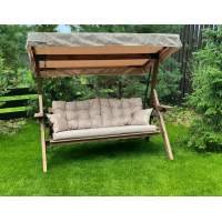 Качели LYON трехместные из лиственницы(бежевые подушки)