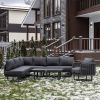 Лаунж-зона ADRIAN с угловым диваном из алюминия