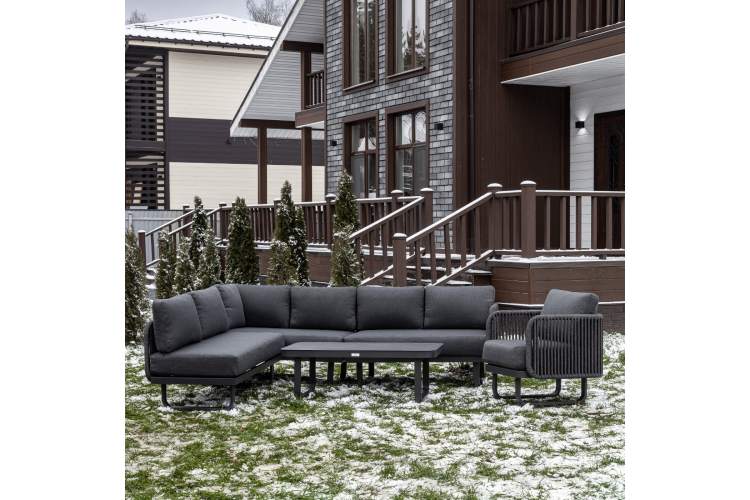 Лаунж-зона ADRIAN с угловым диваном из алюминия