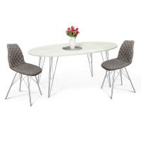 Обеденная группа SHT-DS122 коричневый сахар/бетон крем/хром лак