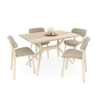 Обеденная группа SHT-DS168 дуб сонома светлый/бежевый/кремовый