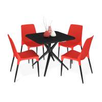 Обеденная группа SHT-DS208 черный/красный