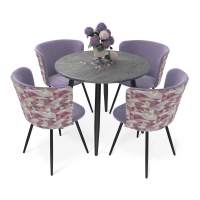 Обеденная группа Sheffilton SHT-DS240 мрамор прем.темн./сум.орхид./чер.муа