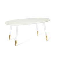 Стол SHT-TU14/120/80 МДФ овальная белый муар/золото/бетон крем в гостиную