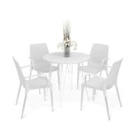 Обеденная группа SHT-DS199 белоснежная шагрень/хром лак/белый