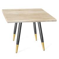 Диван Стол SHT-TU14/МДФ 80/80 дуб сонома светлый/чёрный муар/золото