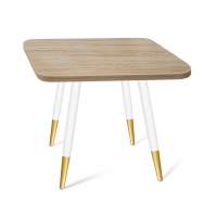 Стол SHT-TU14/60/60 ЛДСП белый муар/золото/дуб сонома в гостиную