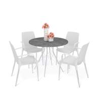 Обеденная группа SHT-DS200 мрамор премиум темный/хром лак/белый