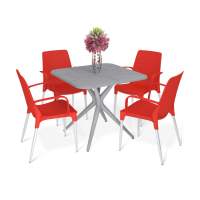 Обеденная группа SHT-DS210 серый/красный/хром лак