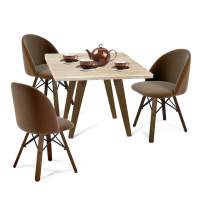 Стол со стульями SHT-DS81 кофейный ликер/тем.орех/черн/дуб сонома