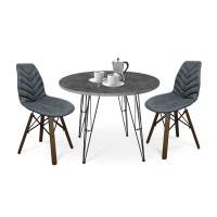 Обеденная группа SHT-DS180 мрамор прем./графит/черный/темный орех