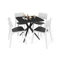 Обеденная группа SHT-DS194 черный/белый/черный