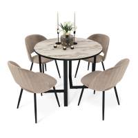 Обеденная группа SHT-DS222 браун стоун/черный/латте/черный муар