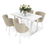 Обеденная группа Sheffilton SHT-DS233 белый глянцевый//ванильн.крем/бел.муар