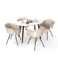 Обеденная группа SHT-DS143 кремовый/бетон крем/черный муар