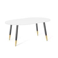 Стол SHT-TU14/МДФ 120/80 овальный белый шагрень/чёрный муар/золото в гостиную