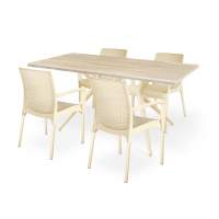 Обеденная группа SHT-DS164 дуб сонома светлый/бежевый/светлый орех