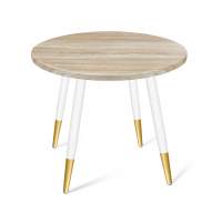 Стол SHT-TU14/80 МДФ белый муар/золото/дуб сонома светлый в гостиную
