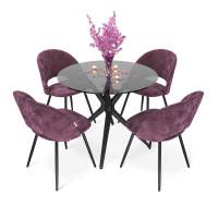 Обеденная группа Sheffilton SHT-DS247 дымчатый/вишневый джем/черный муар