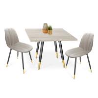 Обеденная группа SHT-DS165 дуб белен./лун. камень/черн. муар/золото