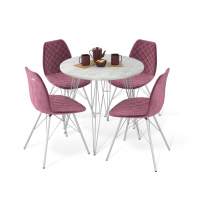 Обеденная группа SHT-DS187 бетон светлый/ежевичное вино/хром лак