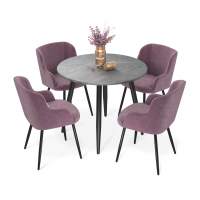 Обеденная группа SHT-DS226 мрамор прем. темн./пыльн. роза/черн.муар