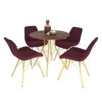 Обеденная группа SHT-DS147 рубиновое вино/палисандр/золото