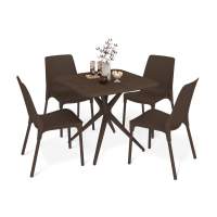 Обеденная группа SHT-DS206 коричневый/коричневый муар