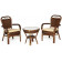 Комплект террасный ANDREA (стол кофейный со стеклом + 2 кресла + подушки)ротанг, 64х67х92см / D60х55, Pecan Washed (античн. орех)