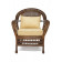 КОМПЛЕКТ для отдыха "MICHELLE" ( стол со стеклом+ диван + 2 кресла + подушки)Pecan Washed (античн. орех), Ткань рубчик, цвет кремовый