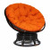 Кресло-качалка "PAPASAN" w 23/01 B / с подушкой /Antique brown (античный черно-коричневый), ткань Оранжевый, С 23