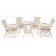 Комплект обеденный "ANDREA" ( стол со стеклом + 4 кресла + подушки)TCH White (белый), Ткань рубчик, цвет кремовый