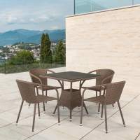 Комплект мебели из иск. ротанга T197BT/Y137C-W56 Light brown (4+1) для веранды ресторана 