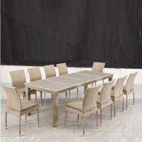 Комплект плетеной мебели T438/Y380C-W85 Latte (10+1) + подушки