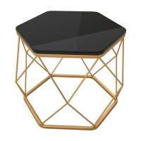 Стол журнальный Арена, черный, цвет опоры золотой в гостиную