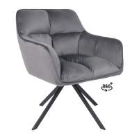 Кресло VIRGINIA, поворотное, велюр, тем.-серый HCJ-40/черный