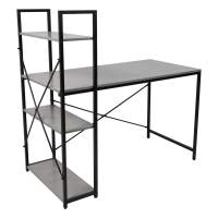 Стол письменный ONYX, со стеллажом, бетон/черный металл, 1200*600*750(1220) Стол письменный ONYX, со стеллажом, бетон/черный металл, 1200*600*750(1220)