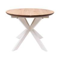 Стол раздвижной Раунд, 100(140)*75, дуб натуральный, массив, цвет опоры белый