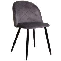 Стул Honnor, серый, велюр, цвет каркаса черный Стул Honnor, серый, велюр, цвет каркаса черный