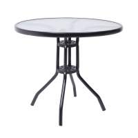 Стол садовый VERONA, 80*73, сталь-черная/закаленное стекло 5мм