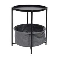 Стол журнальный TRENT, черный с серой корзиной, 420*420*520 в гостиную