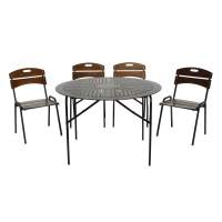 Набор мебели Бистро арт.КА6266+КА6280 коричневый, кругл.стол (4 кресла)