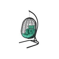 Кресло подвесное Кокон XL арт.D82-MT025 (стойка+основание.черн.,корзн.черн.,подуш тём-зеленый. 3уп. (В))