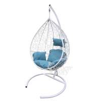 Кресло подвесное Сфера арт.CN600-2024 (стойка+основание.белое.,корзн.белая.,подуш.бирюзовая. 3уп.(М))